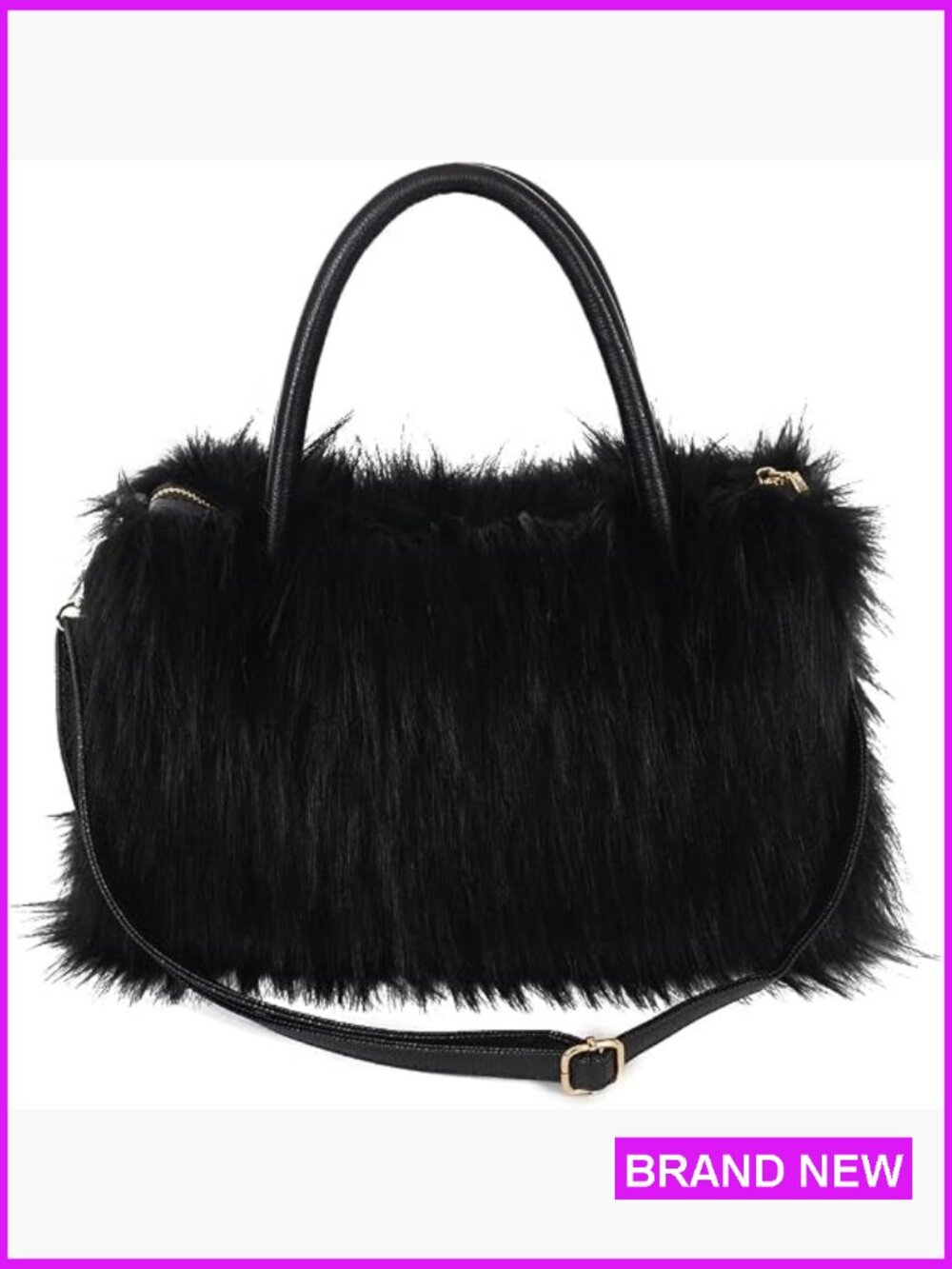 Faux Fur Shoulder Bag Furry Purse Handbag Crossbody with Strap